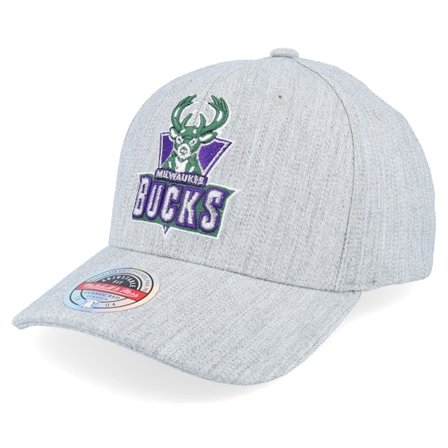 Mitchell & Ness - Gris adjustable Gorra - Milwaukee Bucks Team Heather Grey Adjustable @ Hatstore