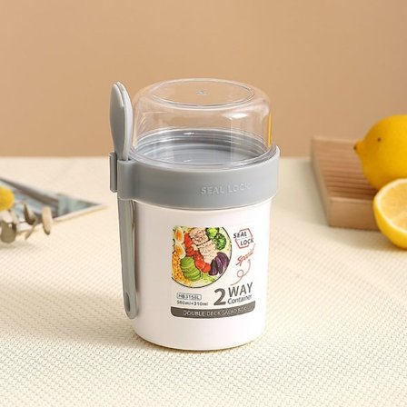 Frukostbehållare Havreburkar med lock WHITE S