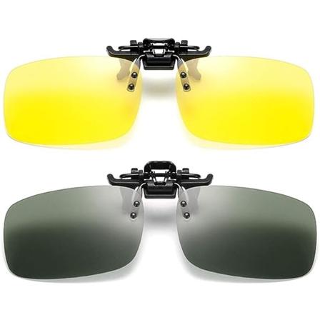 2 par polariserte klips på solbriller Flip Up Night Vision for Myopia Anti Glare Briller for menn kvinner Kjøring Utendørs Sport Arbeid Med Boks