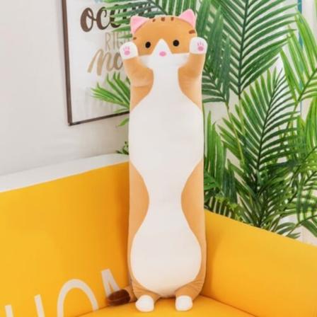 Pitk s p kissa pehmolelu plushie nukke tyyny pehme tyyny -1 90cm Ruskea 50cm Brown