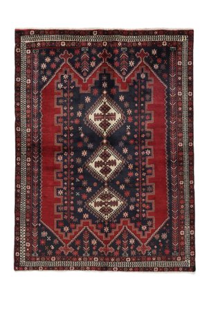 Noué À La Main Afshar Tapis 159X215 Persan De Laine Noir/Rouge Foncé Petit