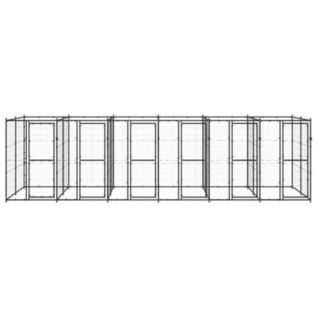 Vidaxl Hundgård För Utomhusbruk Stål 14,52 M² Svart