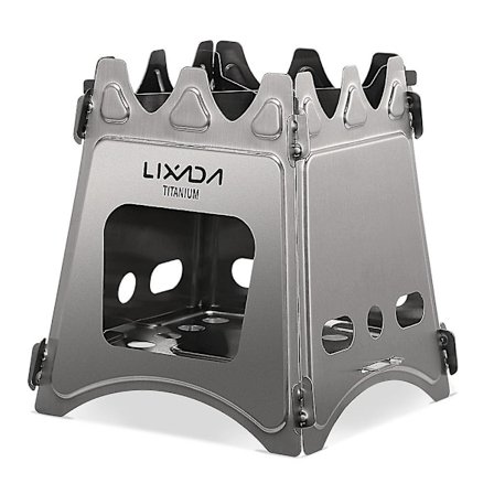 Lixada Kompakt Foldbar Titanium Brændeovn til Udendørs Camping Madlavning Picnic