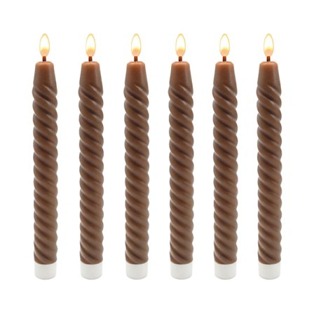 LED flammeløse keglelys, ægte voks, sæt med 6