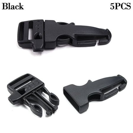 5 stk Side Release Spænde Survival Whistle Spænder SORT