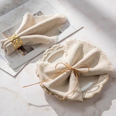 Sett med 4 tøyservietter til jul, nyttår, nattverd, påske, bursdag, bryllup, 45 x 45 cm, beige