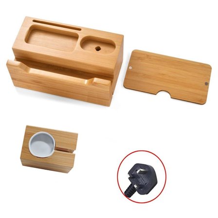 All-in-1 Lataustelakka-asemat Puhelimen Pidike Bambupuinen Latausasema Pöydän Järjestys PUHELIMELLE Kello A-irpods