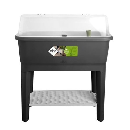 ELHO Noa Potager på fot - L 79 x B 39 x H 94 cm - odling och skörd - 100% återvunnen - Svart