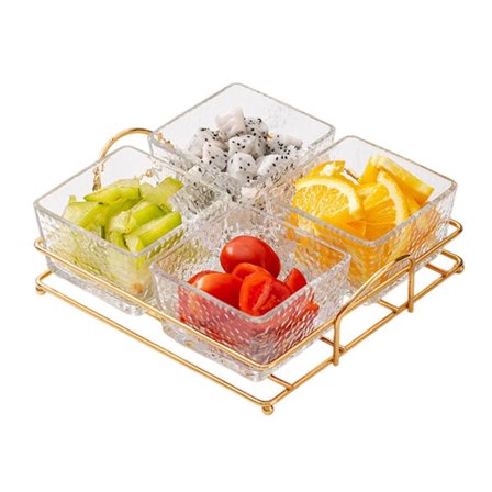 Serveringsbricka med lock, aptitretare serveringsfat med fackindelad struktur, elegant serveringsset med dammtätt lock för snacks, frukt och nötter