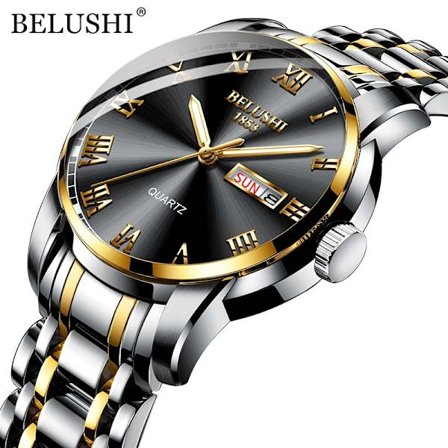 BELUSHI Herreklokke Mote Business Quartz Toppmerke Luksus All Steel Vanntett Analog Armbåndsur Menn K
