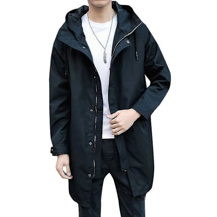 Huvförsedd Trenchcoat Jacka för Män i Enfärgat Utförande