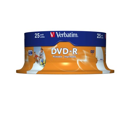 Verbatim 25 x DVD-R - 4.7 GB 16x - bred fotoskrivbar overflate - spindel