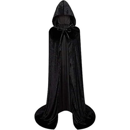 Unisex hellängd huva kappa Lång sammet Cape Cosplay kostym,l