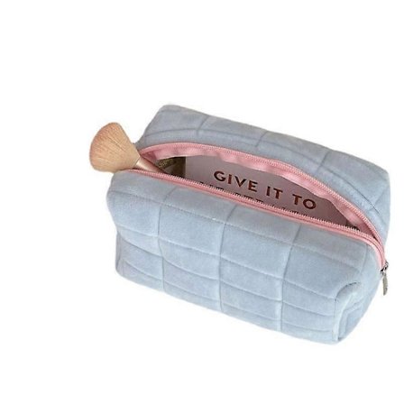 Sød Pels Dame Kosmetiktaske med Lynlås, Kosmetiktaske Rejse Kosmetiktaske Vasketaske, Blå