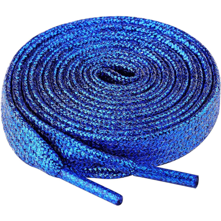 2 par Premium Glitter Flat Skolisser-140cm-blå, Premium Kvalitet