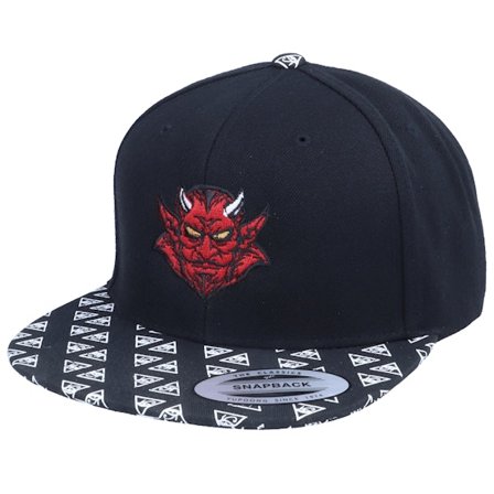 Iconic - Horned Demon Black/Horus Eye Brim Snapback Snapback Black Cap - @ Hatstore