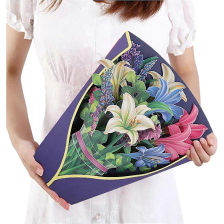 3D Pop Up Buket Lykønskningskort Mors Dag Fødselsdagsgave