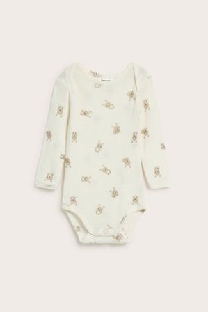 Kappahl | Mönstrad body i merinoull | Ljusbeige
