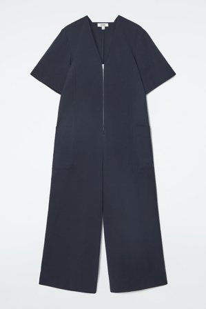 COS Women's Panelled V Neck Jumpsuit in Blue