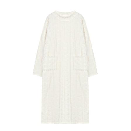Varma och bekväma Coral Velvet sovkläder för kvinnor kalla white XL(130CM)