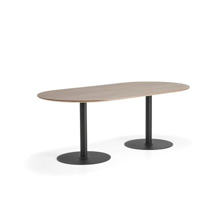 Bord METRIC, oval, 2000x1000x720 mm, svart/valnöt