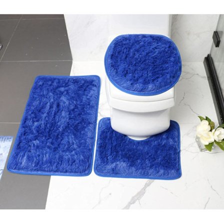 Paksu kylpyhuoneen mattosetti 3 osaa, kylpymatto + muotoiltu matto + wc-istuimen kansi, liukumaton kylpyhuoneen matto PVC-pistekumilla, erittäin pitkä