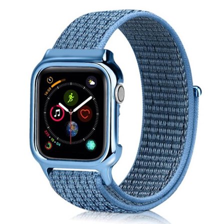 Apple Watch Series 4 44 mm klockarmband i slitstark nylon - Baby Blå