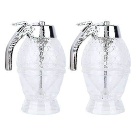 2 stk Honningdispenser Ikke-dryppende Sirupdispenser Med Stativ Honningkop