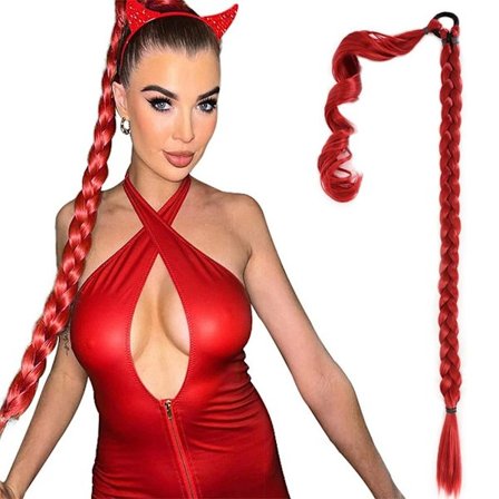 Pitkä punottu poninhäntäpidennys Mawei 4 4