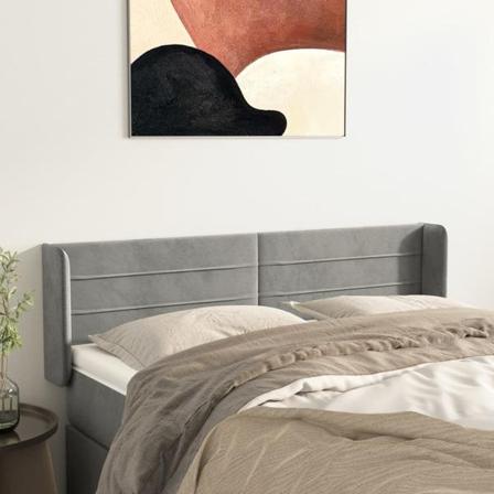 Vidaxl Huvudgavel Med Kanter Ljusgrå 147x16x78/88 Cm Sammet Grå
