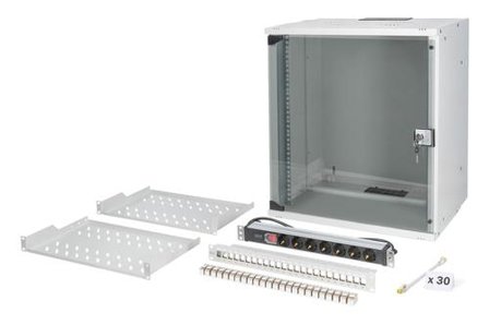 Digitus 19 network bundle 12U cabinet and equipment gr SOHO Pro version unmounted NS