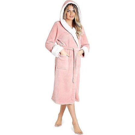 Fluffy badekåpe for kvinner, fleece morgenkåpe, damemorgenkåpe