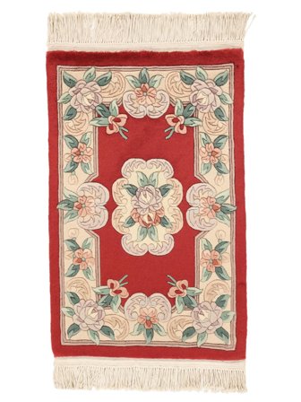 China 90 Line Rug Hand Knotted 60X90 Beige/Dark Red China