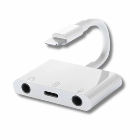 iPhone Hovedtelefonstik Adapter 3-i-1, Dobbelt 3,5 mm Hovedtelefonadapter, iPhone Splitter Kompatibel med iPhone 14/13/12/11/XS/XS Max...