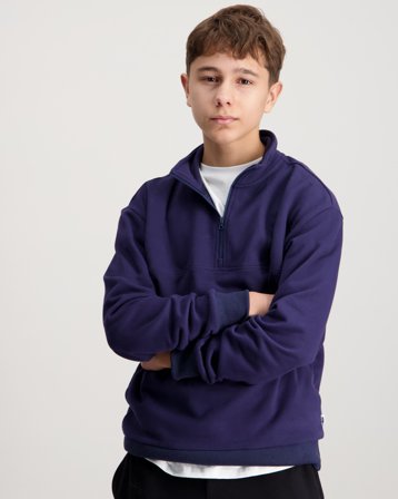 Zeke Essential Logo Tag Half Zip Blå Tröjor Kille - Kids Brand Store