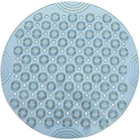 PVC Rund Massage Badmatta Halkfri Duschmatta Badrumsmatta Maskintvättbar Duschmatta Badkarsmatta med Dräneringshål och Sugkoppar, 55x55cm, Blå