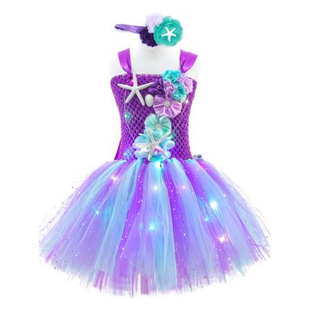 Flash sjöjungfru cosplay tjejer prinsesskjol Mermaid pösig kjol Purple L