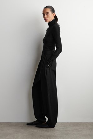 COS Women's Pantalón De Pinzas Mezcla De Lana in Negro