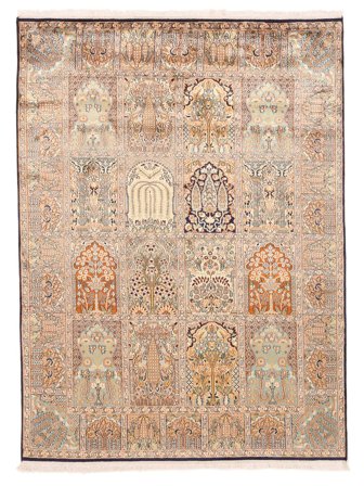 Kashmir Pure Silk Rug Oriental Brown/Orange (Silk, India)