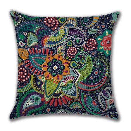 Sæt med 4 blomstrede pyntepudebetræk 45x45 cm sommer dekorative firkantede pudebetræk sofa farverige blomster pudebetræk