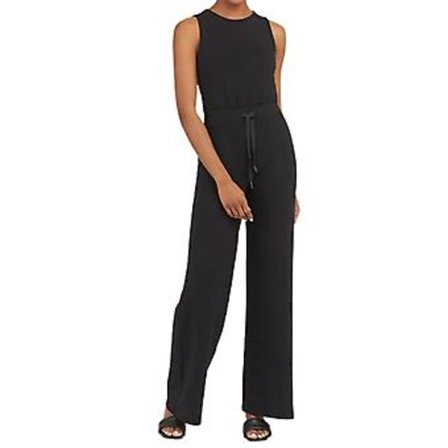 Ærmeløs Jumpsuit i Ensfarvet Design Vaskbar Høj Elastisk Stoffet Tøj til Daglig Arbejde Fest (4XL Sort)