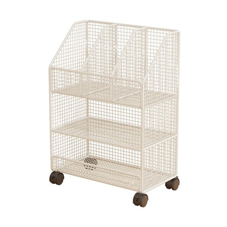 Hvid opbevaringskasse med hjul, organiseringsreol til moderne boligindretning