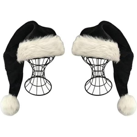 GHZ 2 stk. sorte nissehuer - Deluxe sort/hvid julehuepakke til voksne