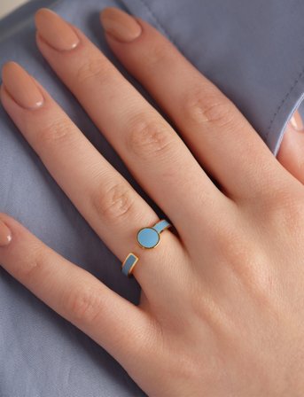 Design Letters Rainbow Dot Ring - Blue - 48-58