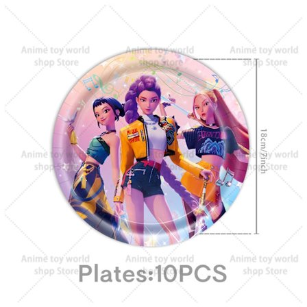 KPop Demon Hunters fødselsdagssæt: dug, tallerkener, kopper, balloner, kagetopper til børn