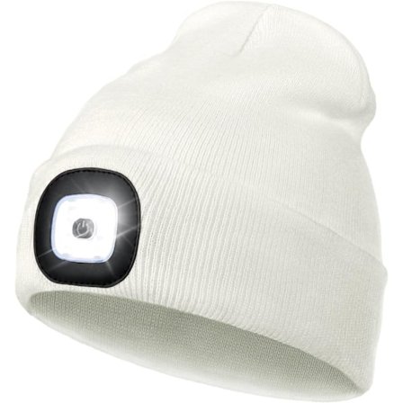 LED-pipo valolla, unisex USB-ladattava handsfree 4 LED-otsalamppu talvi neulottu yövalaistu hattu taskulamppu naiset miehet lahjat isälle hänelle