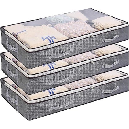 3 stk oppbevaringsposer under sengen, sammenleggbar klespose 75L stor kapasitet