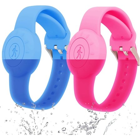 2-pakke IPX8 vanntett AirTag armbånd for barn, anti-tap GPS-sporingsarmbånd som lyser i mørket
