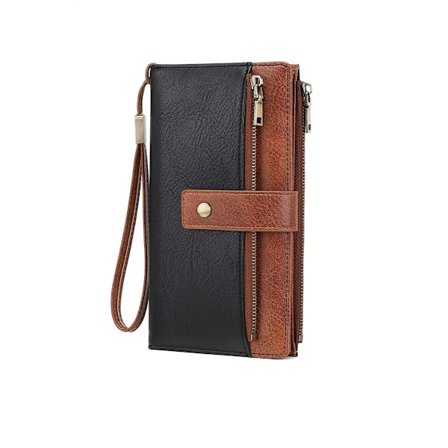 RFID Anti-Magnetisk Dame Trefold Lang Pung - Elegant Pung med Flere Kortpladser og Retro Design