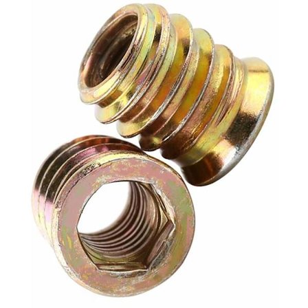 M6 x 10mm Gängade Insatser, Träinsatser, Skruvmutter, Zinklegering Hex Gängad Mutter, Hex Socket Skruv (100 st)